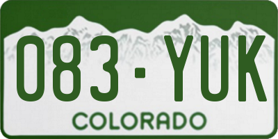 CO license plate 083YUK