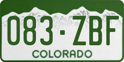 CO license plate 083ZBF