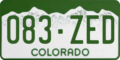CO license plate 083ZED