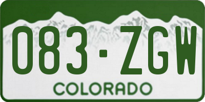 CO license plate 083ZGW