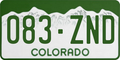 CO license plate 083ZND