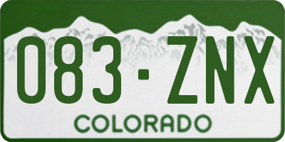 CO license plate 083ZNX