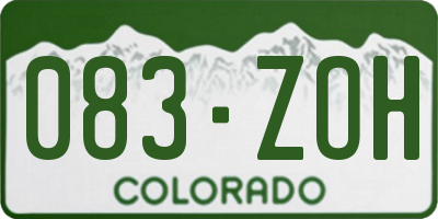 CO license plate 083ZOH