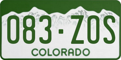CO license plate 083ZOS