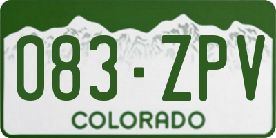 CO license plate 083ZPV