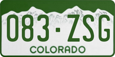 CO license plate 083ZSG