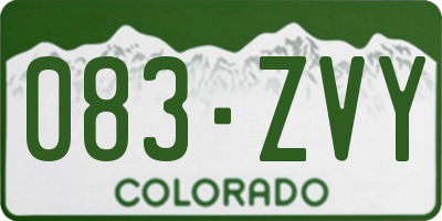 CO license plate 083ZVY