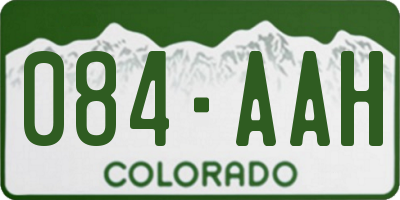 CO license plate 084AAH