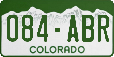 CO license plate 084ABR