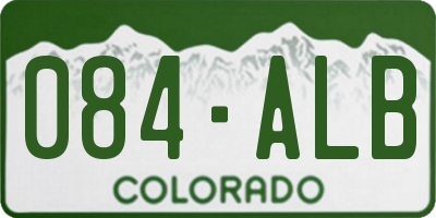 CO license plate 084ALB