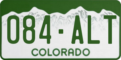 CO license plate 084ALT
