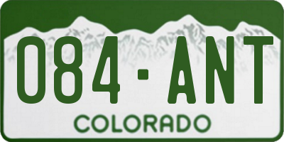 CO license plate 084ANT