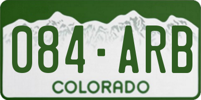 CO license plate 084ARB