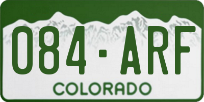 CO license plate 084ARF