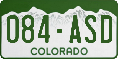 CO license plate 084ASD