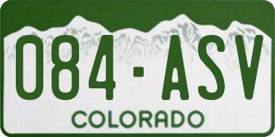 CO license plate 084ASV