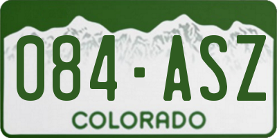 CO license plate 084ASZ