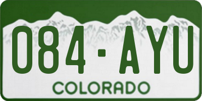 CO license plate 084AYU