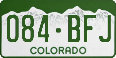 CO license plate 084BFJ