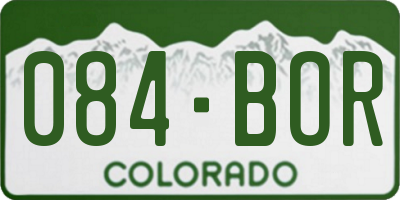CO license plate 084BOR