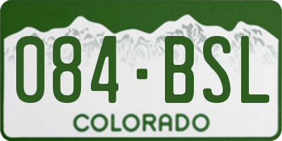 CO license plate 084BSL