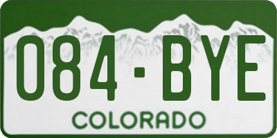 CO license plate 084BYE