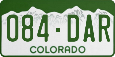 CO license plate 084DAR