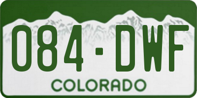 CO license plate 084DWF