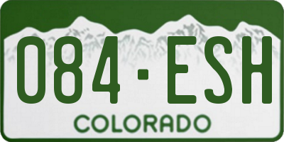CO license plate 084ESH