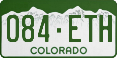 CO license plate 084ETH