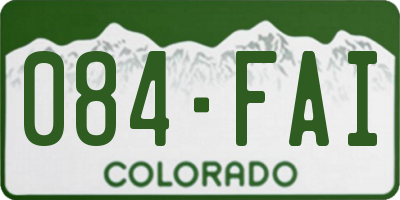 CO license plate 084FAI