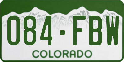 CO license plate 084FBW