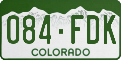 CO license plate 084FDK
