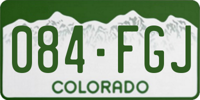 CO license plate 084FGJ