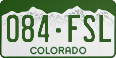 CO license plate 084FSL