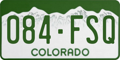 CO license plate 084FSQ