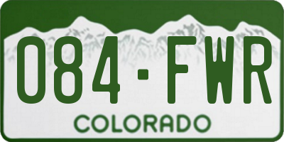 CO license plate 084FWR