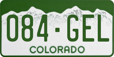 CO license plate 084GEL