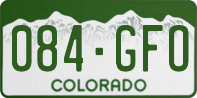 CO license plate 084GFO