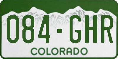 CO license plate 084GHR