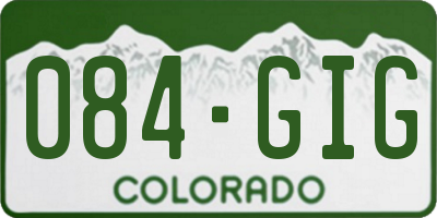 CO license plate 084GIG