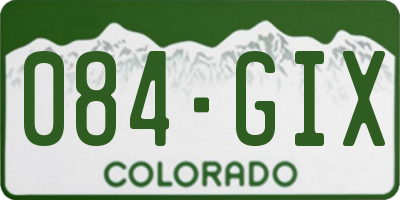 CO license plate 084GIX