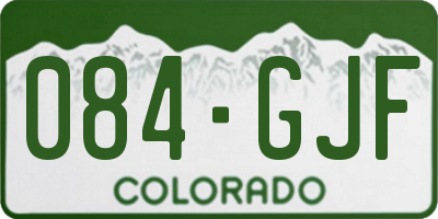 CO license plate 084GJF