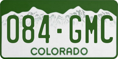 CO license plate 084GMC