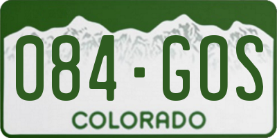 CO license plate 084GOS