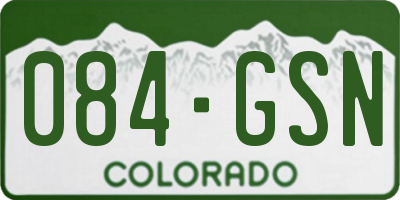 CO license plate 084GSN
