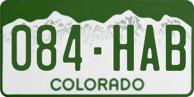 CO license plate 084HAB