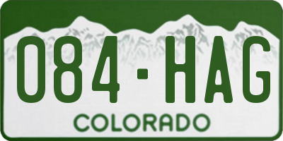 CO license plate 084HAG