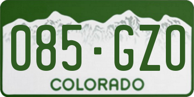 CO license plate 085GZO