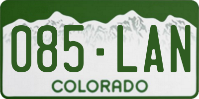 CO license plate 085LAN